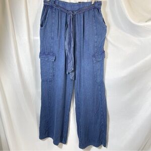 NWT Deja Bleu Soft Denim Cargo Palazzo Pants/ Wide Leg Lounge Chic
